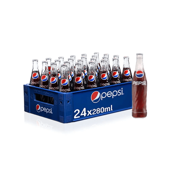 Pepsi Cola Real Sugar Soda, 12 fl oz Glass Bottles, 24 Pack Classic Cola Soft Drink