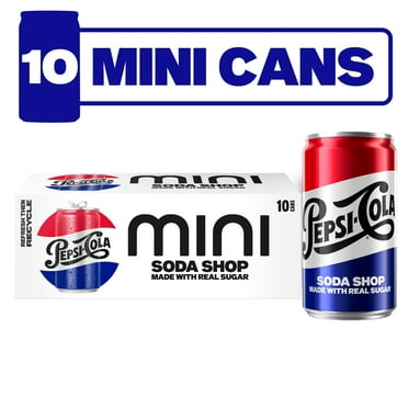 Pepsi Cola Real Sugar Soda Pop, 7.5 fl.oz 10 Pack Mini Cans