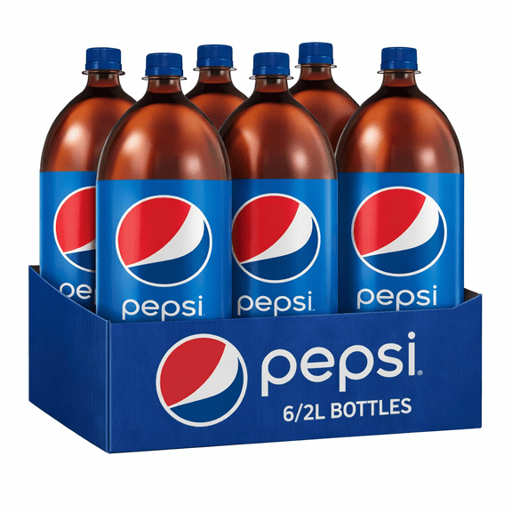 Pepsi Cola Soda, 2 Liter Plastic Bottles, 6 Pack Original Cola Soft Drink