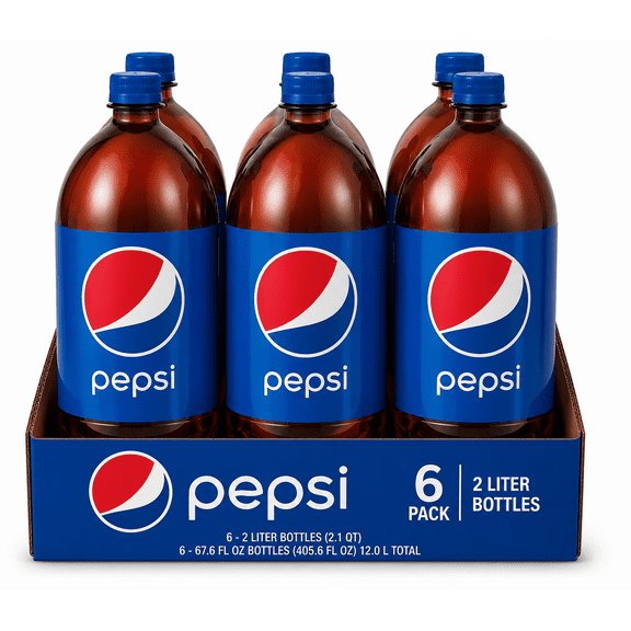 Pepsi Cola Soda Cola Soft Drink, 2 Liter Bottles, 6 Pack