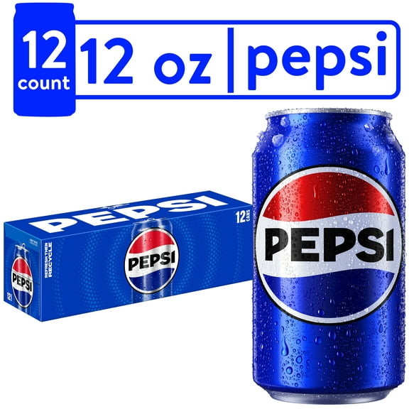 Pepsi Cola Soda Pop, 12 fl oz, 12 Pack Cans