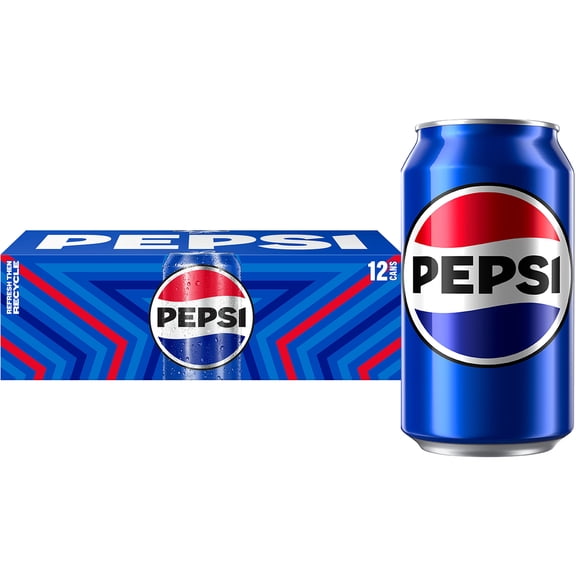 Pepsi Cola Soda Pop, 12 fl oz, 12 Pack Cans