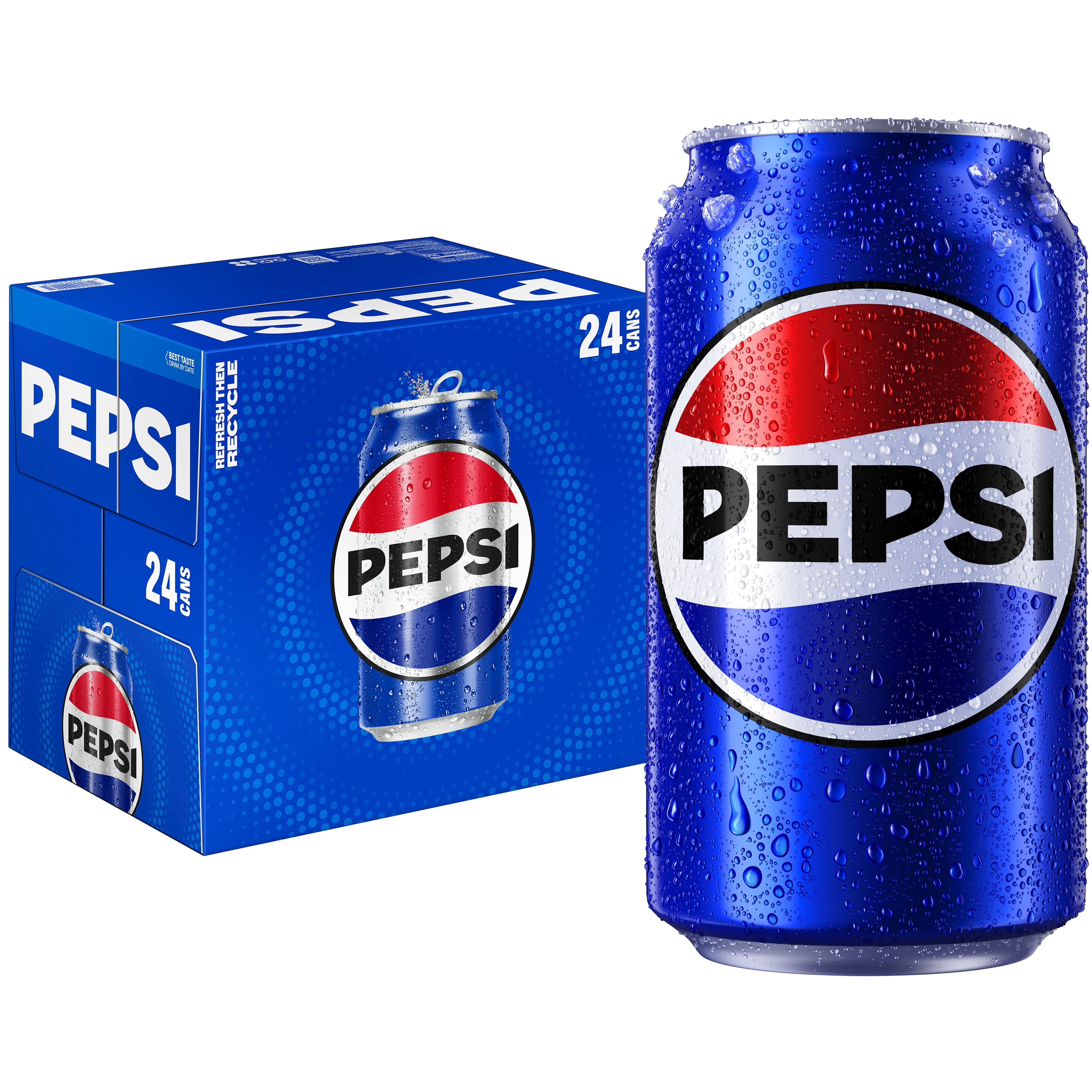 Pepsi Cola Soda Pop, 12 fl oz, 24 Pack Cans