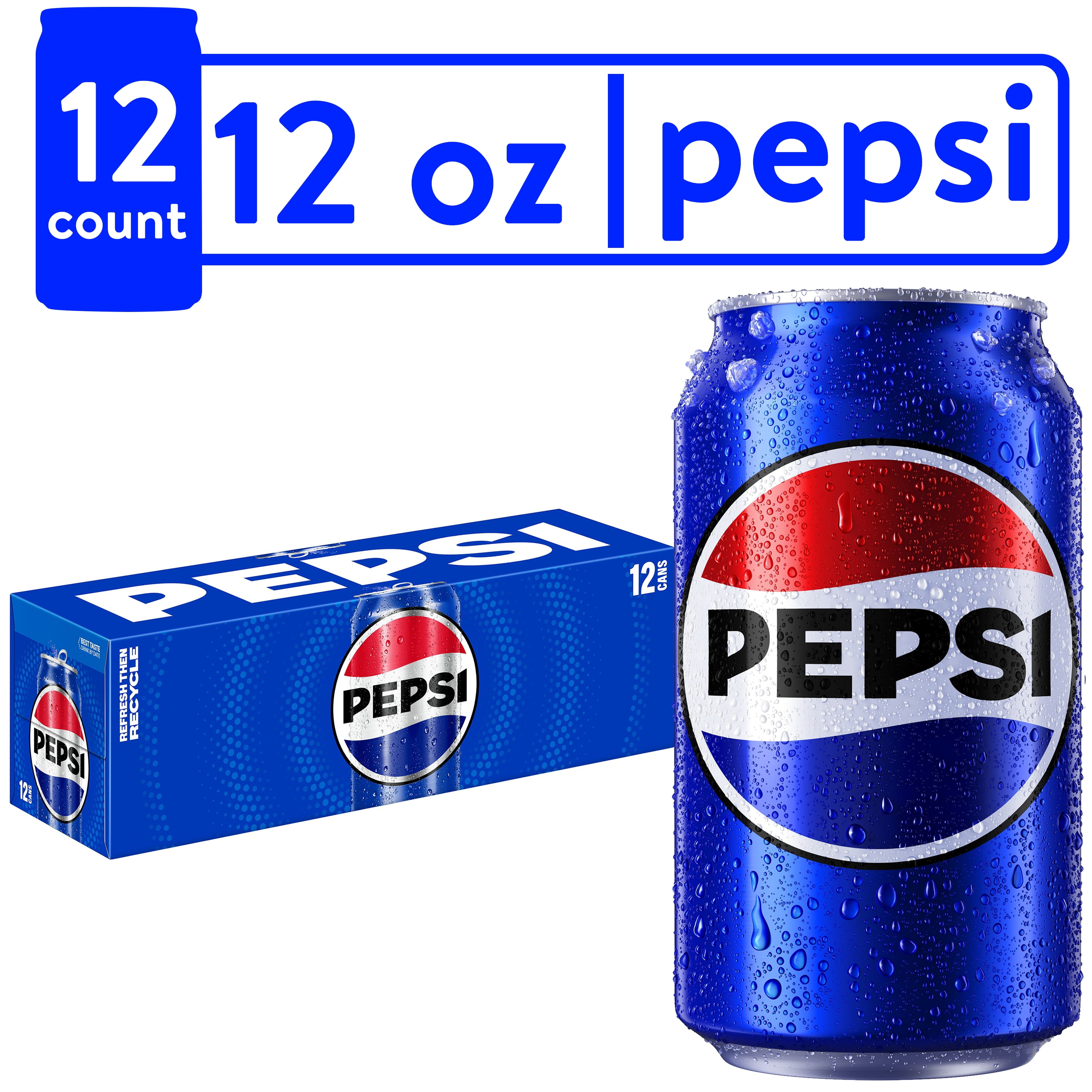 Pepsi Cola Soda Pop 12 Oz 12 Pack Cans 