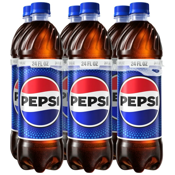 Pepsi Cola Soda Pop, 24 fl oz Bottles, 6 Pack Bottles
