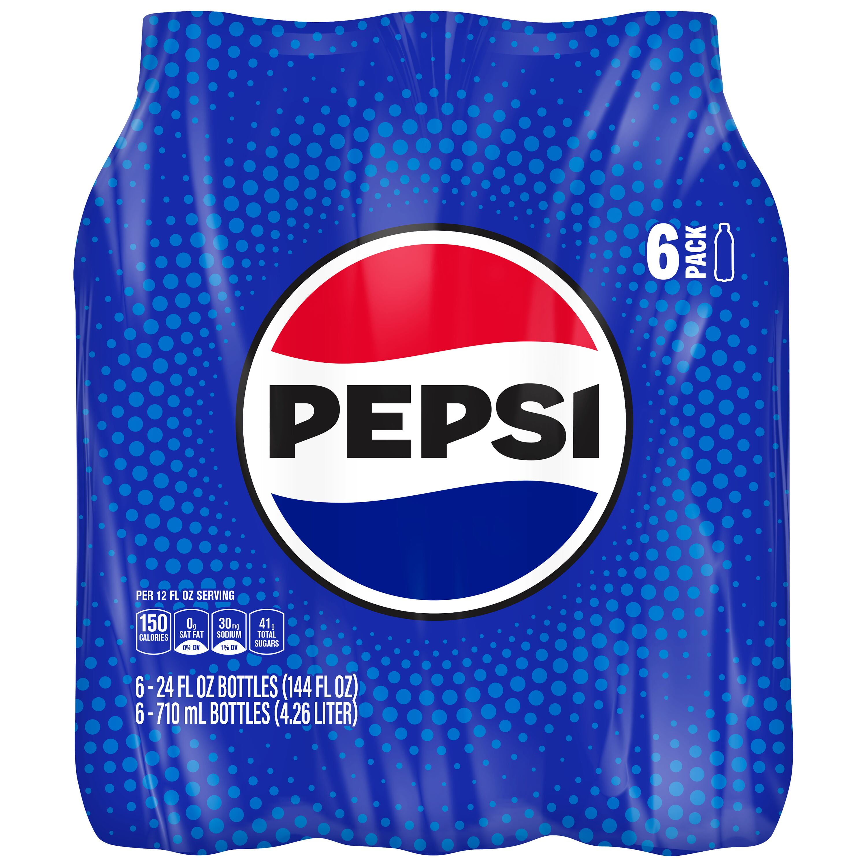 Pepsi Cola Soda Pop, 24 fl oz Bottles, 6 Pack Bottles