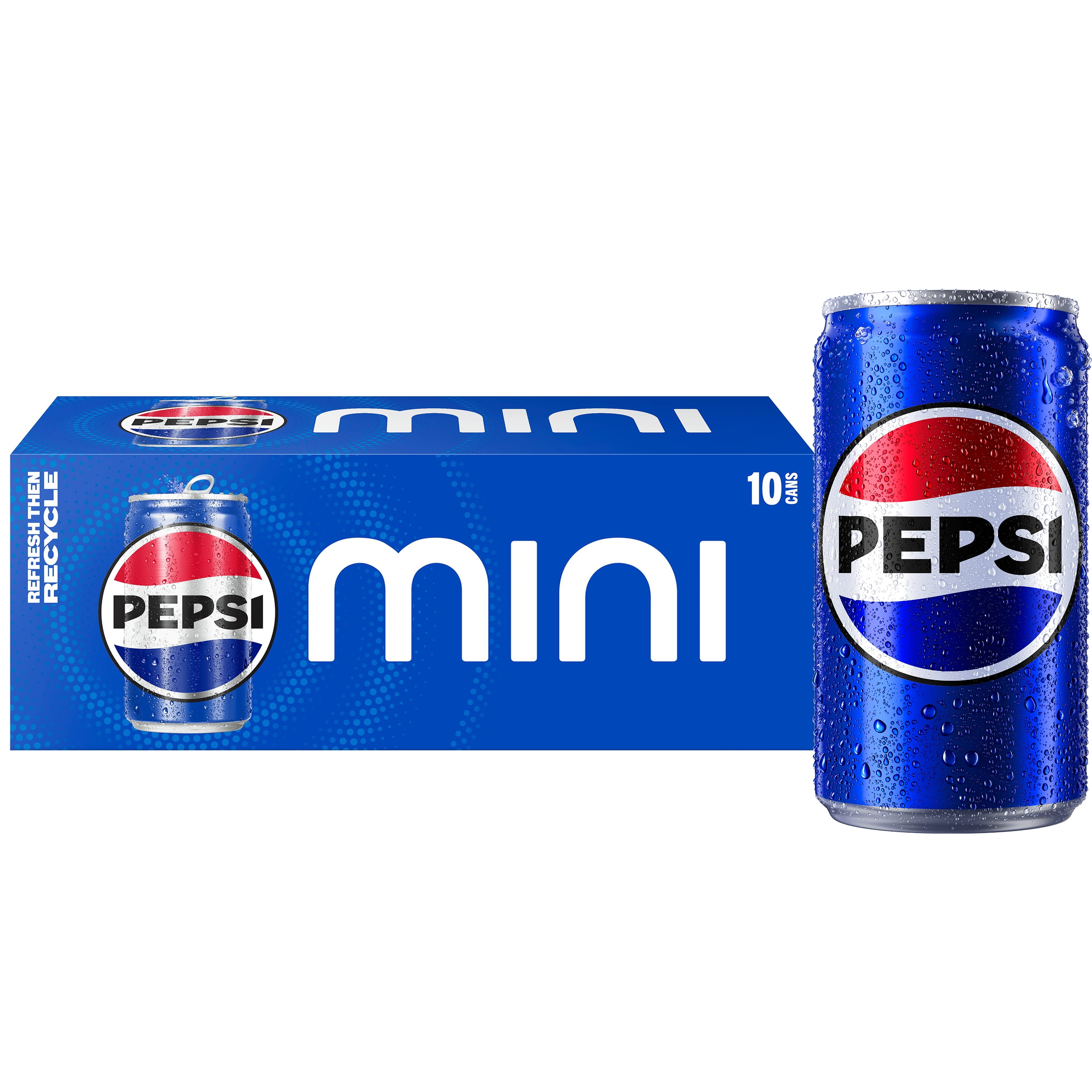 Pepsi Cola Soda Pop, 7.5 fl oz 10 Pack Mini Cans
