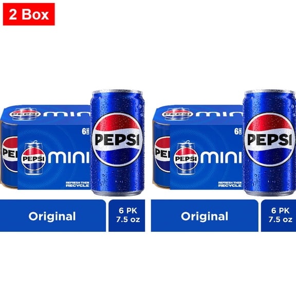 Pepsi Cola Soda Pop Mini Cans 6 ct / 7.5 fl oz - 2 Box