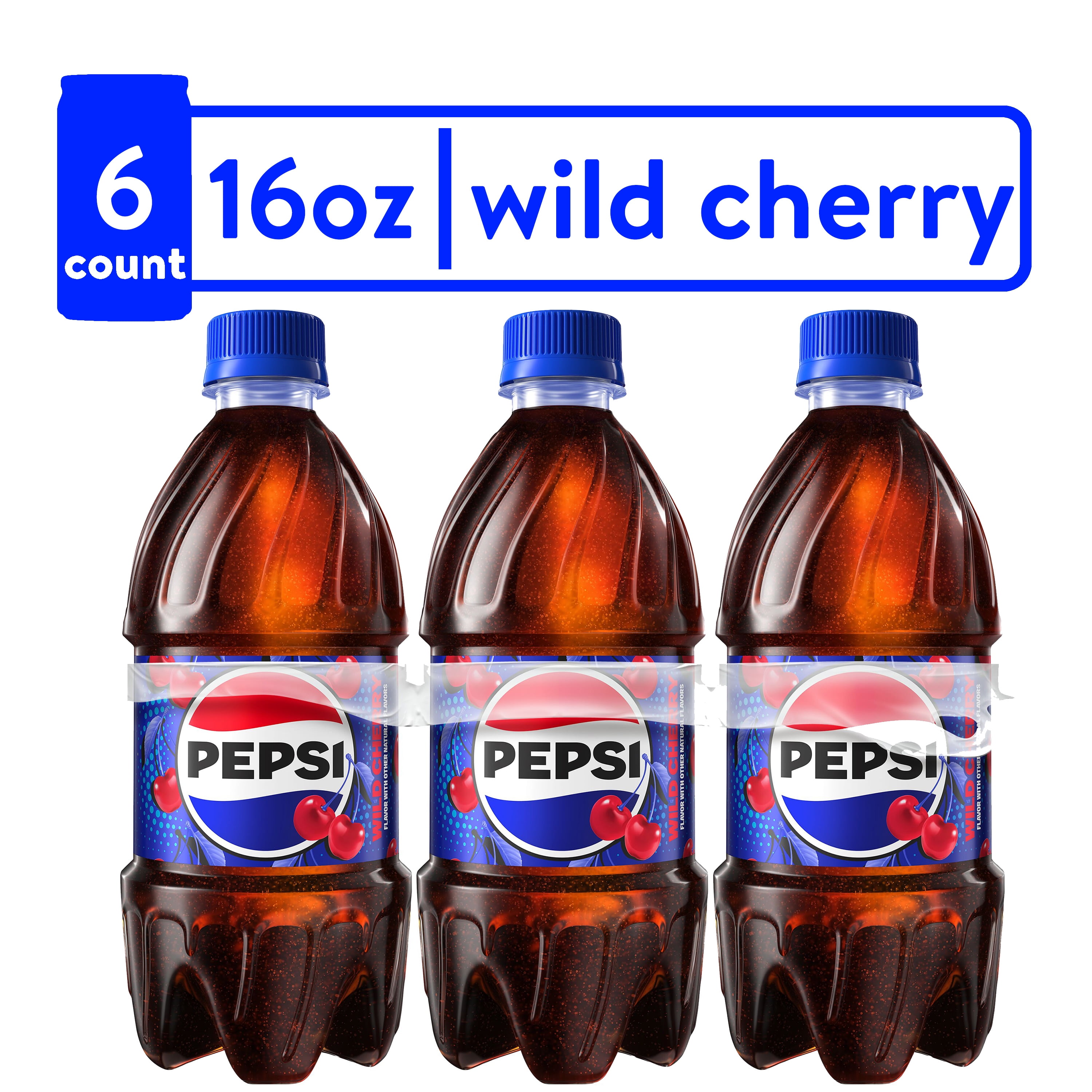 Pepsi Cola Wild Cherry Soda Pop, 16 fl oz, 6 Pack Bottles