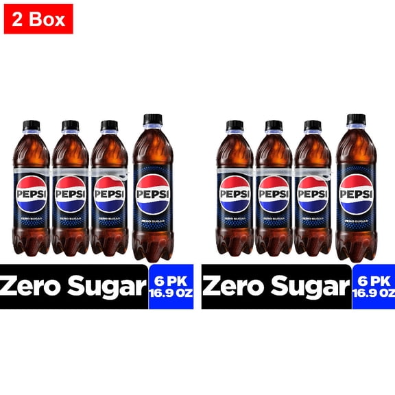 Pepsi Cola Zero Sugar Soda Bottles 6 CT / 16.9 fl oz - 2 Box