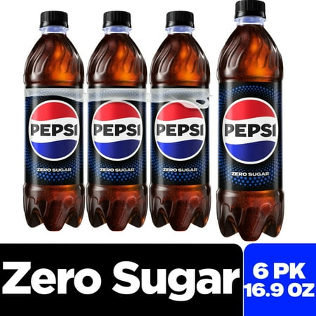 Pepsi Cola Zero Sugar Soda Bottles 6 CT / 16.9 fl oz - Pack of 1