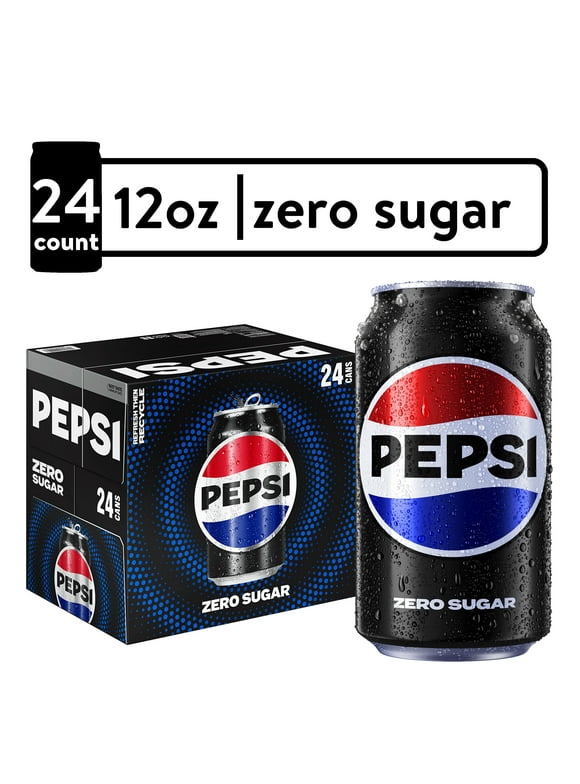 Pepsi Cola Zero Sugar Soda Pop, 12 fl oz, 24 Pack Cans