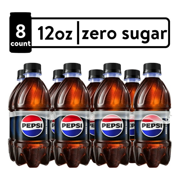 Pepsi Cola Zero Sugar Soda Pop, 12 fl oz, 8 Pack Bottles