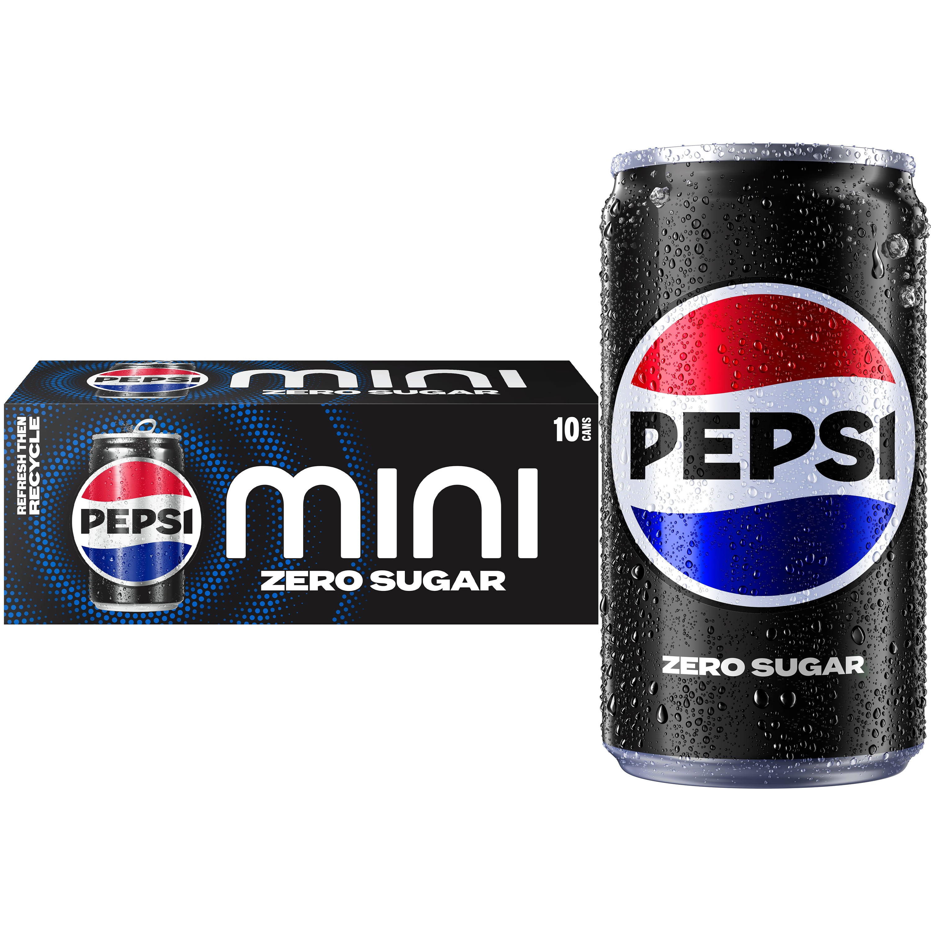 Pepsi Zero Sugar Cola, 7.5 fl oz, 10 Pack Mini Cans - Walmart.com