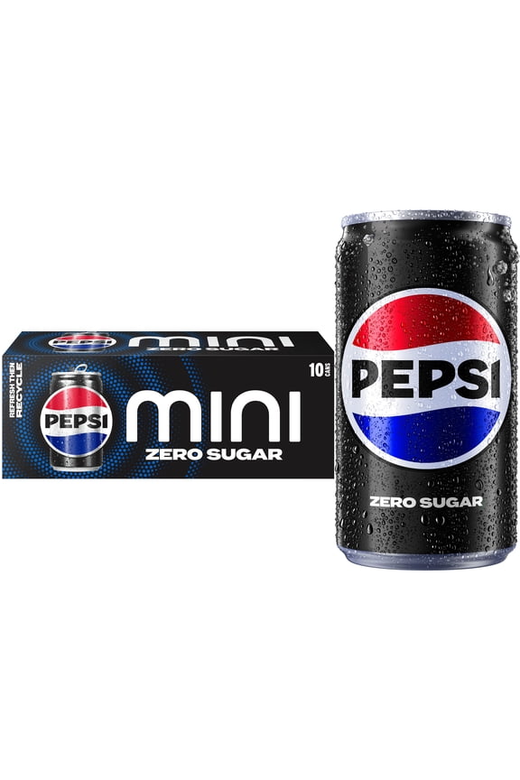 Cola Zero Sugar Soda Pop, 7.5 fl oz, 10 Pack Mini Cans