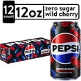 thumbnail image 1 of Pepsi Cola Zero Sugar Wild Cherry Soda Pop, 12 fl oz, 12 Pack Cans, 1 of 5