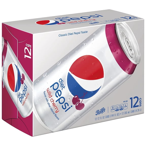 Pepsi Diet Wild Cherry Soda, 12 Ounce (12 Cans)