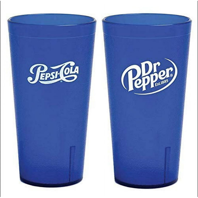 Pepsi Dr. Pepper Cups, Royal Blue Plastic Tumbler 24oz, Set of 6 (Both  Logos ON Each Cup) 
