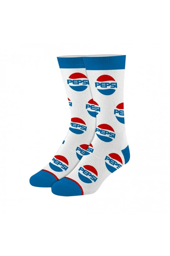 Cool Socks Novelty Crew Socks Men's Women's, Pepsi All Over, Graphic Print, Large