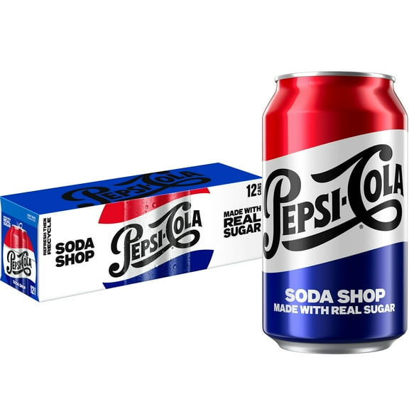 Pepsi Made with Real Sugar Cola 12 fl oz, 12 pack Cans