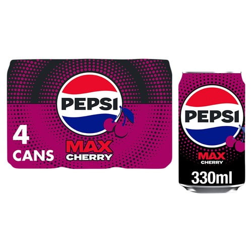 Pepsi Max Cherry 4 x 330ml, British Import (Pack of 2)