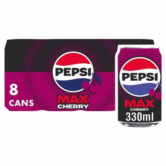 Pepsi Max Cherry 8 x 330ml, British Import (Pack of 2)