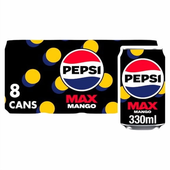 Pepsi Max Mango 8 x 330ml, British Import (Pack of 2)