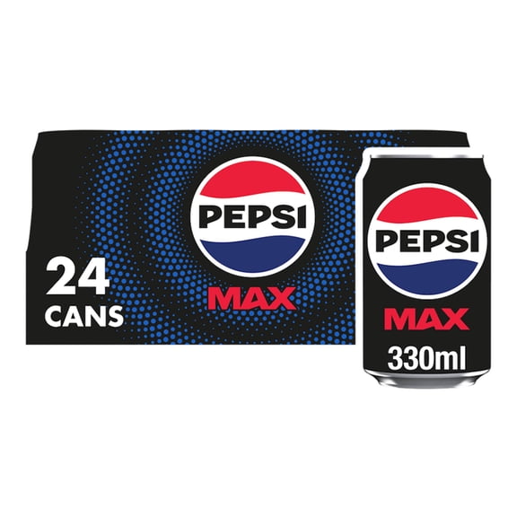 Pepsi Max No Sugar Cola Cans 24x330ml, Imported from Britain