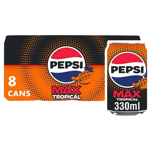 Pepsi Max Tropical 8 x 330ml, British Import (Pack of 2)