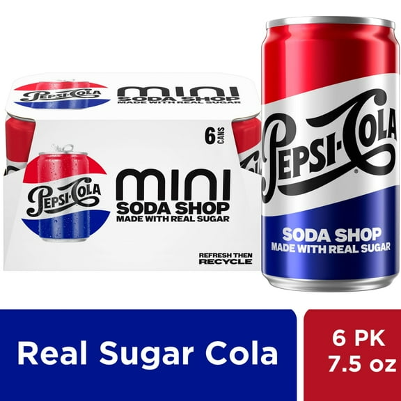 Pepsi Mini Real Sugar Cola Soda 6 ct / 7.5 fl oz - Pack of 1