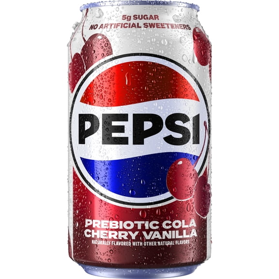 Pepsi Prebiotic Cola Soda Pop, Cherry Vanilla, 12 fl oz, 1 count can