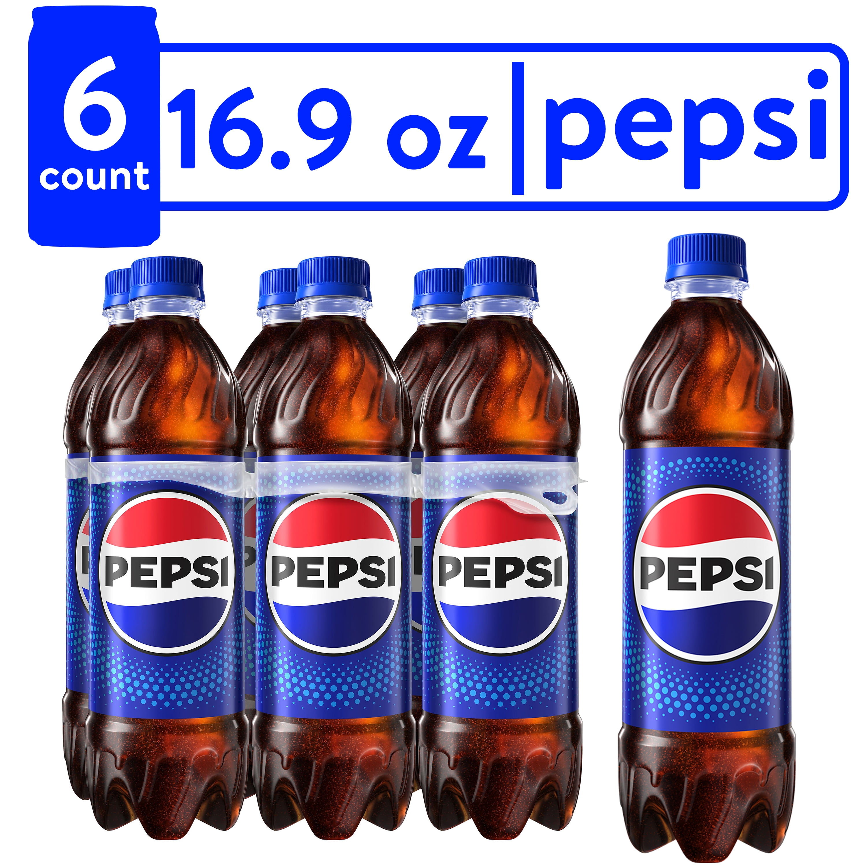 Pepsi Soda, 16.9 fl oz, Count 6