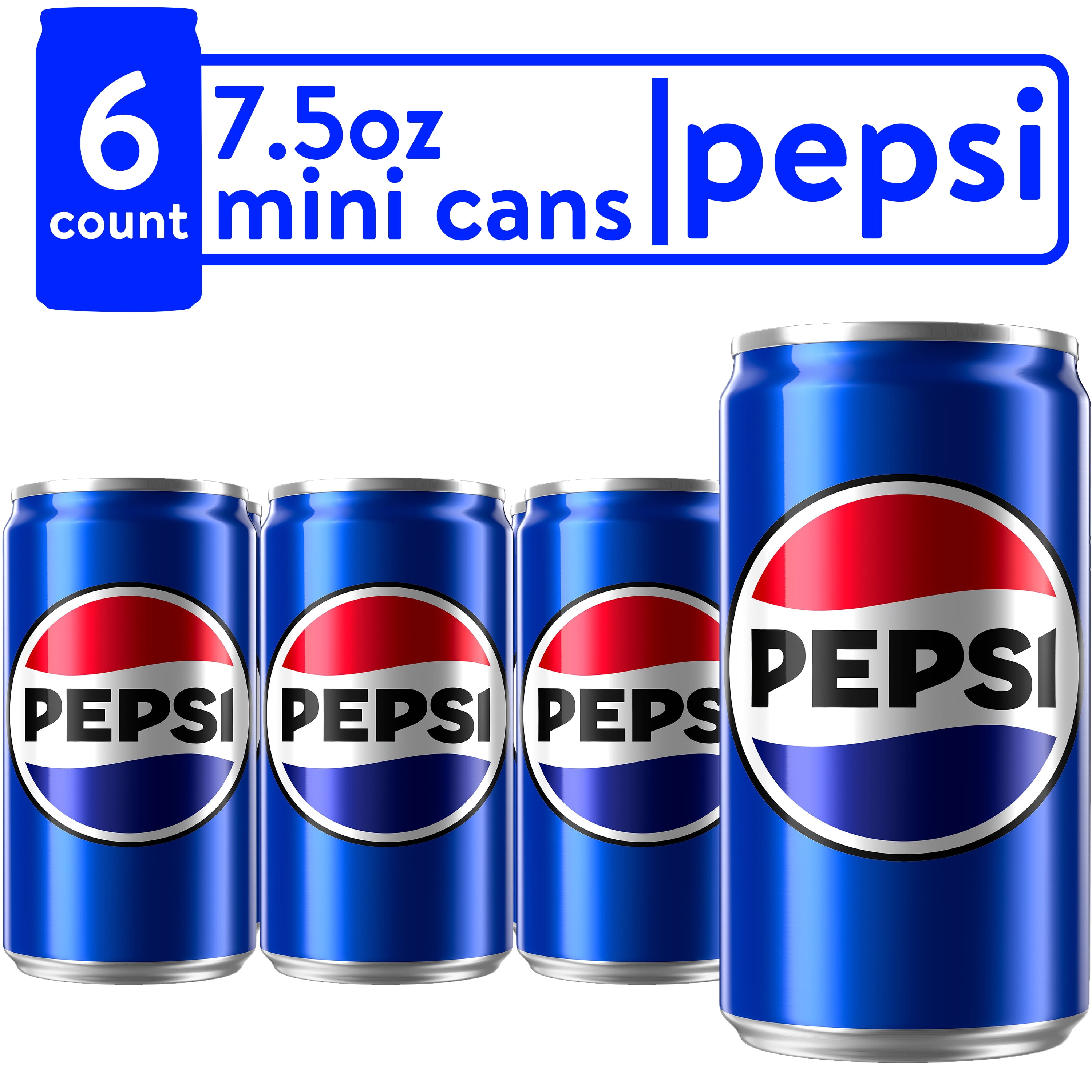 Pepsi Mini Cans, 7.5 Fl Oz, 6 Count