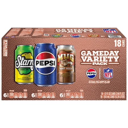 Pepsi NFL Gameday Variety pack, 12 fl oz, 18ct cans