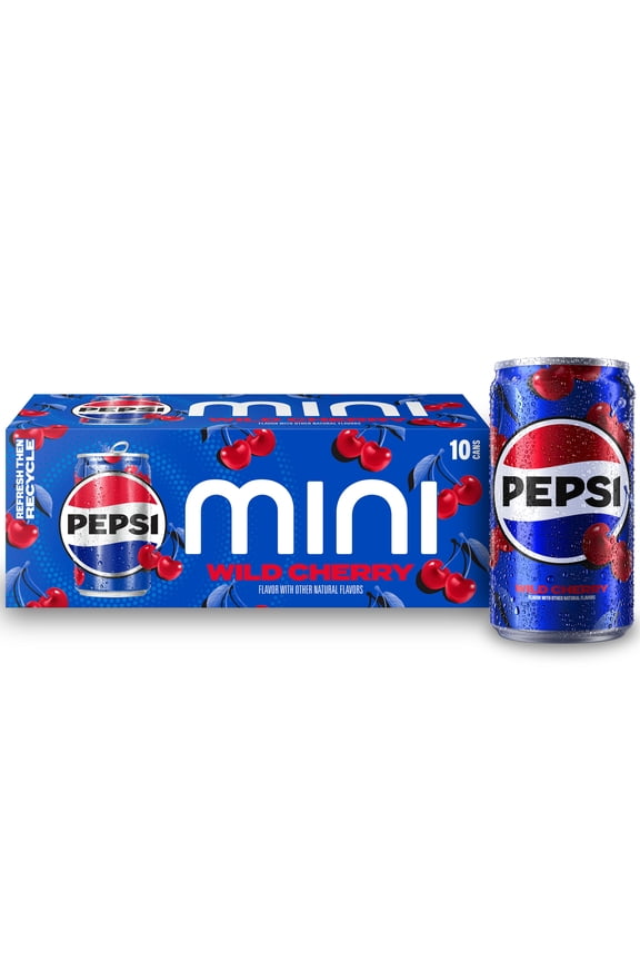 Soda Wild Cherry 7.5 fl oz, 10 Pack Mini Cans