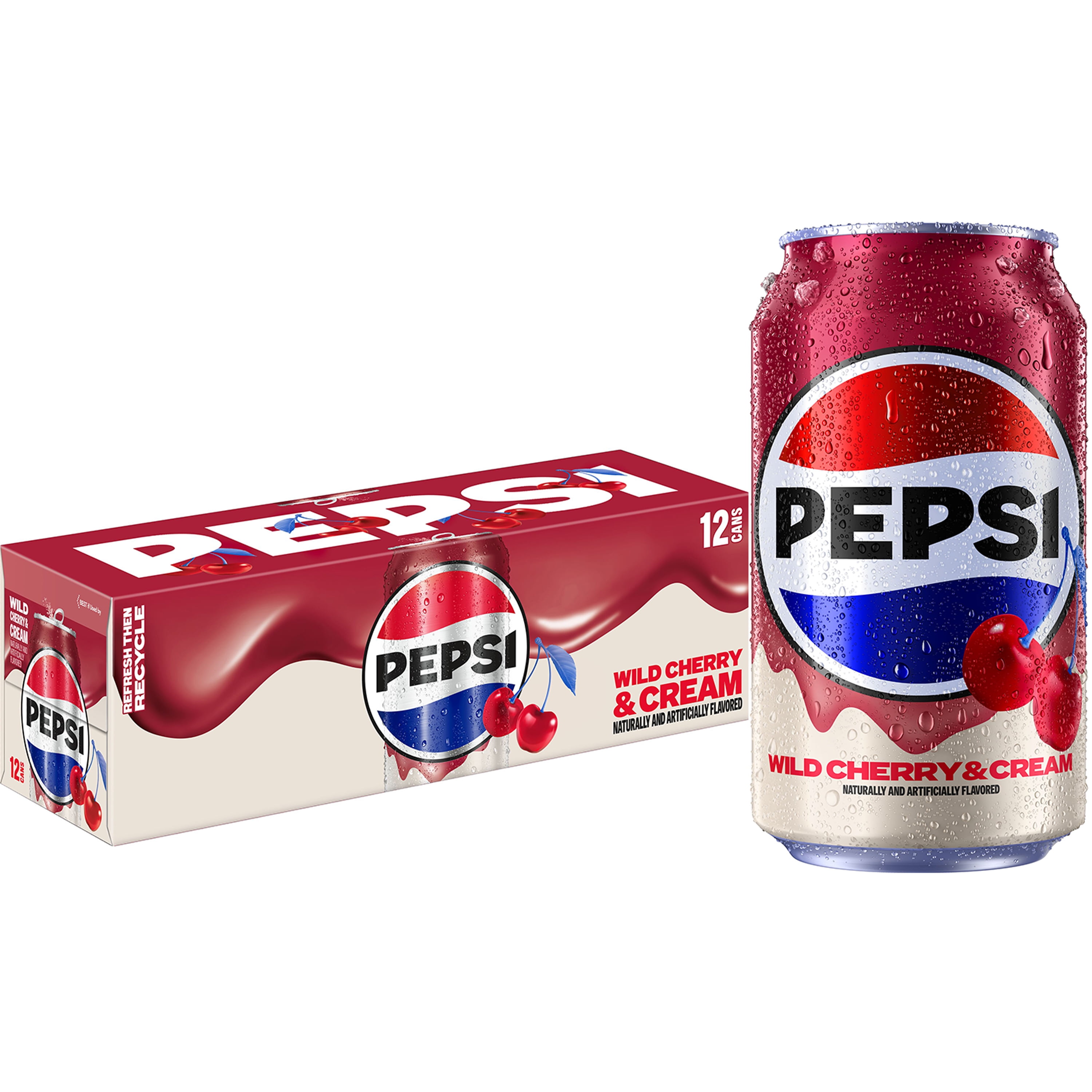Pepsi Soda Wild Cherry And Cream 12 fl oz, 12 Count Cans