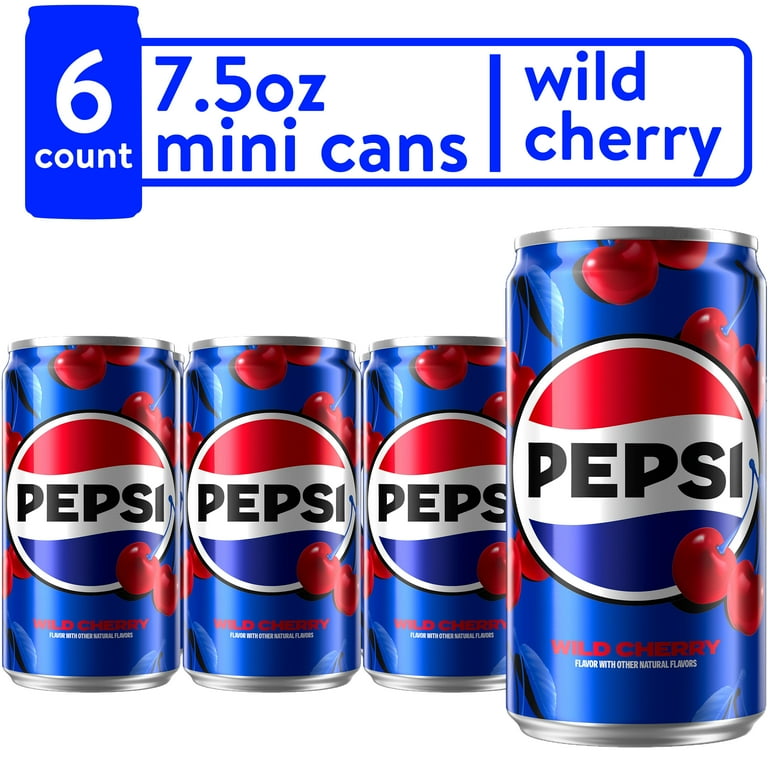Pepsi Wild Cherry Flavor Soda Pop, 7.5 fl oz, 6 Pack Mini Cans