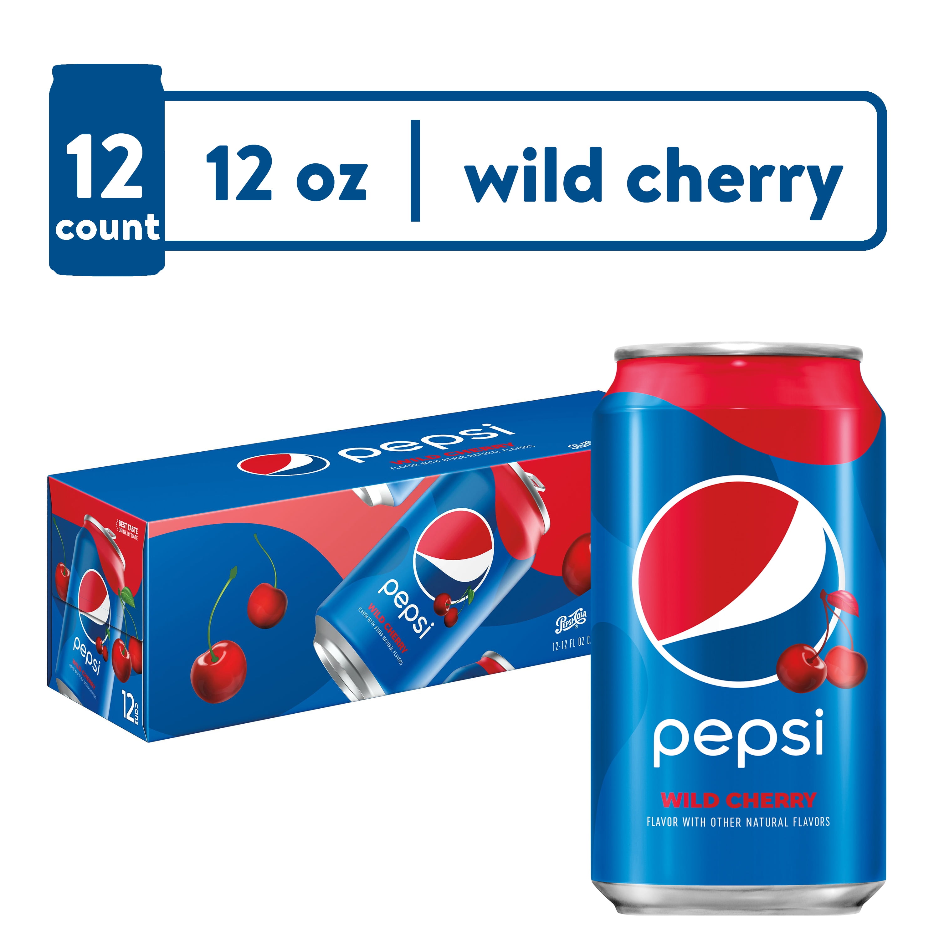 Pepsi Wild Cherry Soda Pop, 12 fl oz, 12 Pack Cans - Walmart.com