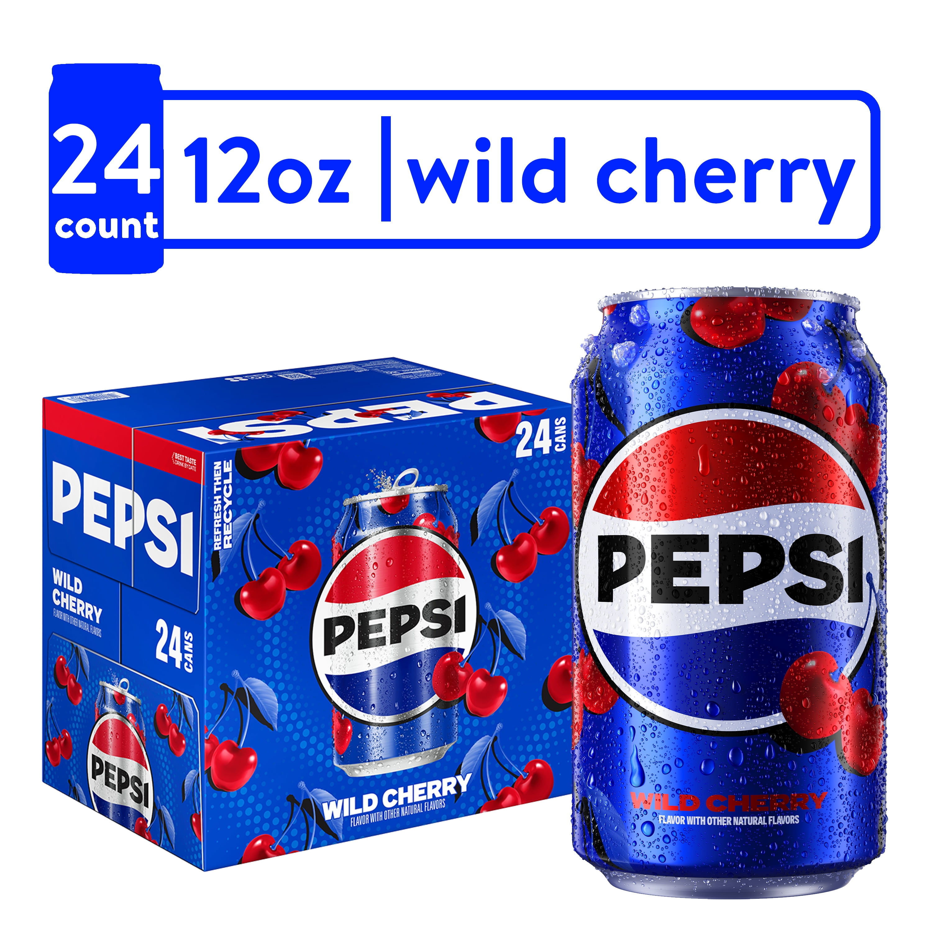 Pepsi Wild Cans Pack Soda Pop, 24 oz, 12 fl Cherry