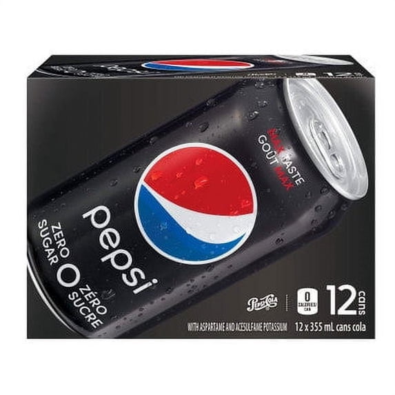 Pepsi Zero Sugar Cans, Zero Calories, Max Pepsi Taste 355mL/12oz., 12pk