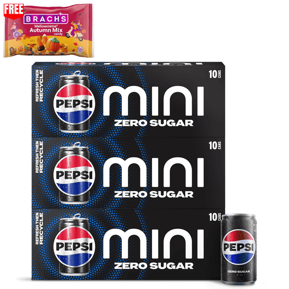 Pepsi Zero Sugar Mini Cans, 7.5 fl oz, 30 Pack