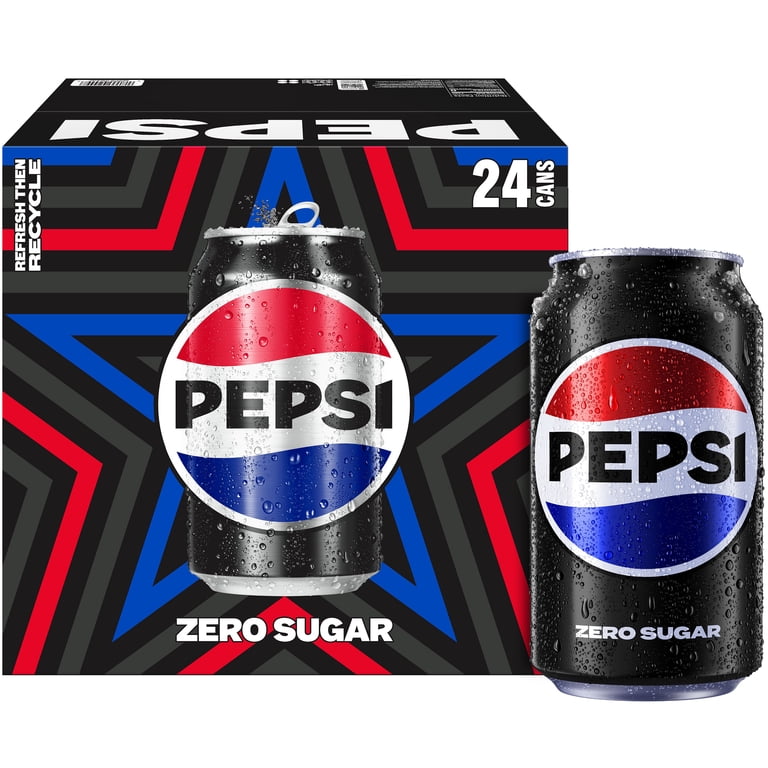 Pepsi Zero Sugar, Calorie-Free Soda Pop, 12 fl oz, 24 Pack Cans