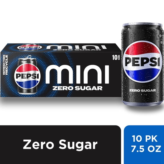 Pepsi Zero Sugar Soda Pop Mini Cans 10 ct / 7.5 fl oz
