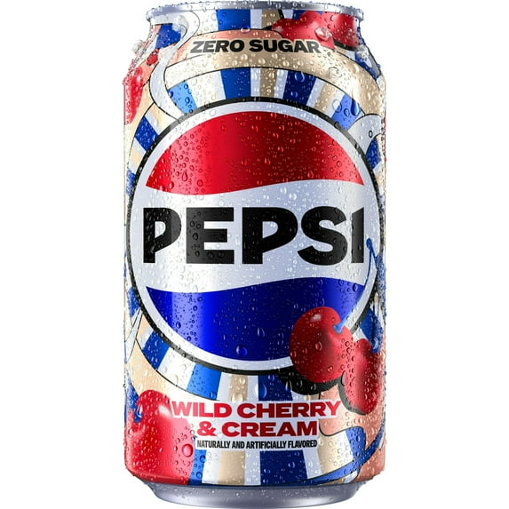 Pepsi Zero Sugar Soda Wild Cherry & Cream 12 fl oz, 6 Count Cans