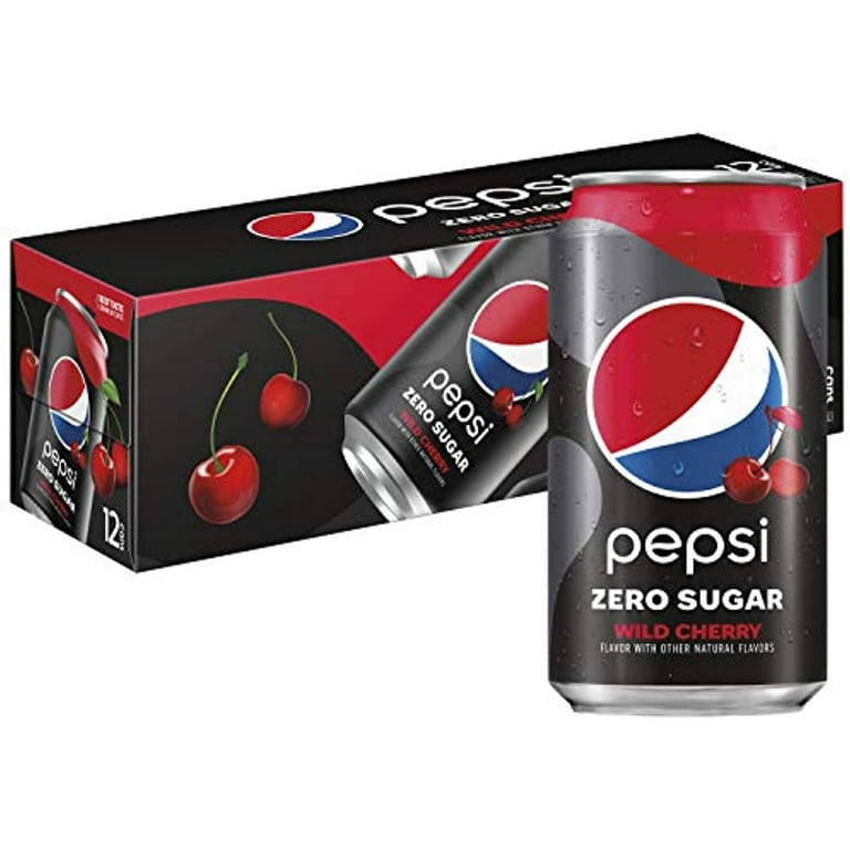 Pepsi Zero Sugar, Wild Cherry, 12 Oz Cans, 144 Fl Oz, Caffeinated