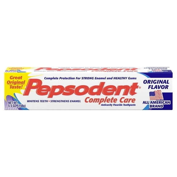 Pepsodent Complete Care Anticavity Fluoride Toothpaste 5.5 Oz | Original Natural Toothpaste Sensitive Teeth | Enamel Repair Toothpaste | Whitening Teeth | Cavity Protection | Healthy Gums