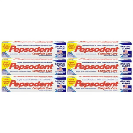 Pepsodent Complete Care Anticavity Fluoride Toothpaste 5.5 Oz (Pack of 6) | Original Natural Toothpaste Sensitive Teeth | Enamel Repair Toothpaste | Whitening Teeth | Cavity Protection | Healthy Gums