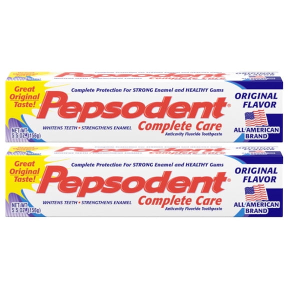 Pepsodent Complete Care Anticavity Enamel-Safe Cavity Protection Toothpaste, Original, 5.5 oz, 2 Pack