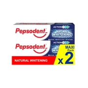 Pepsodent Natural Whitening Fluoride and Calcium Toothpaste for Whiter Teeth in One Week 75ml 2x75ml Pack