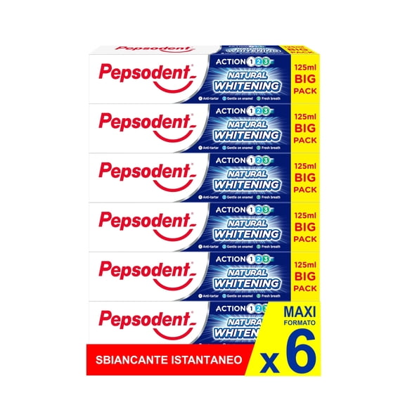 Pepsodent Toothpaste 125 ml Natural Whitening | Anti-Tartar | Big Pack (6 x 125 ml Pack)